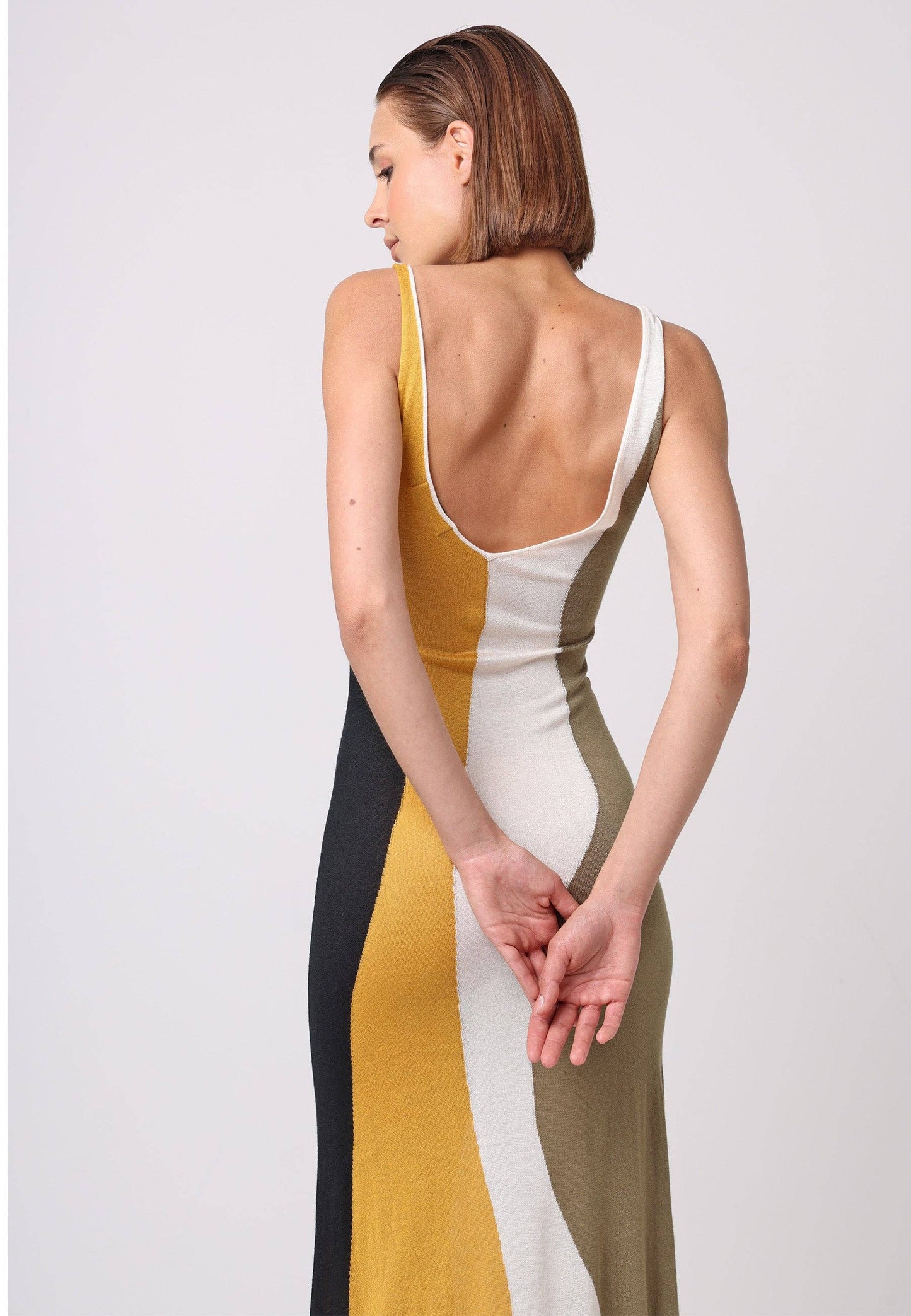 Soft Knit Sleeveless Maxi Dress In Abstract Multi Print