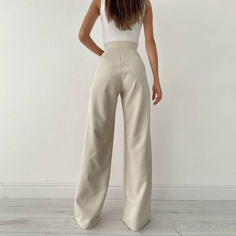 High Waist Tie Top Wide Leg Trousers