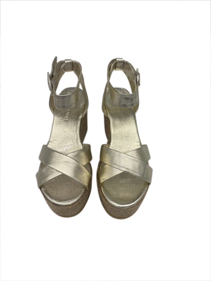 Gold Leather Wide Fit Wedge Sandal