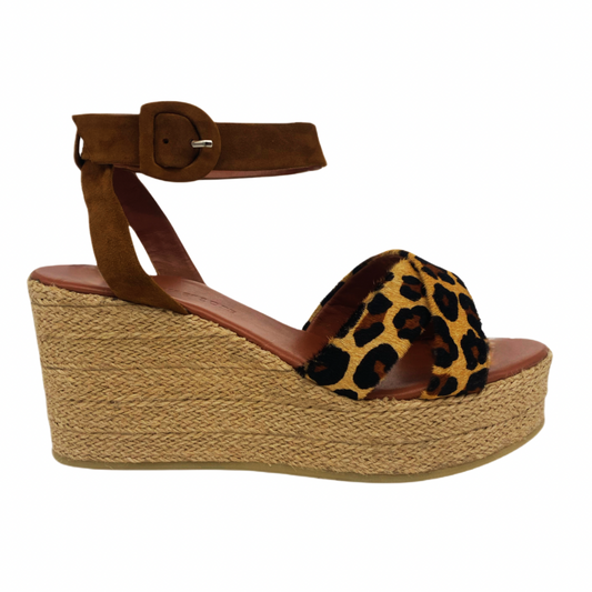 Leopard and Tan Wide Fit Wedge Sandal