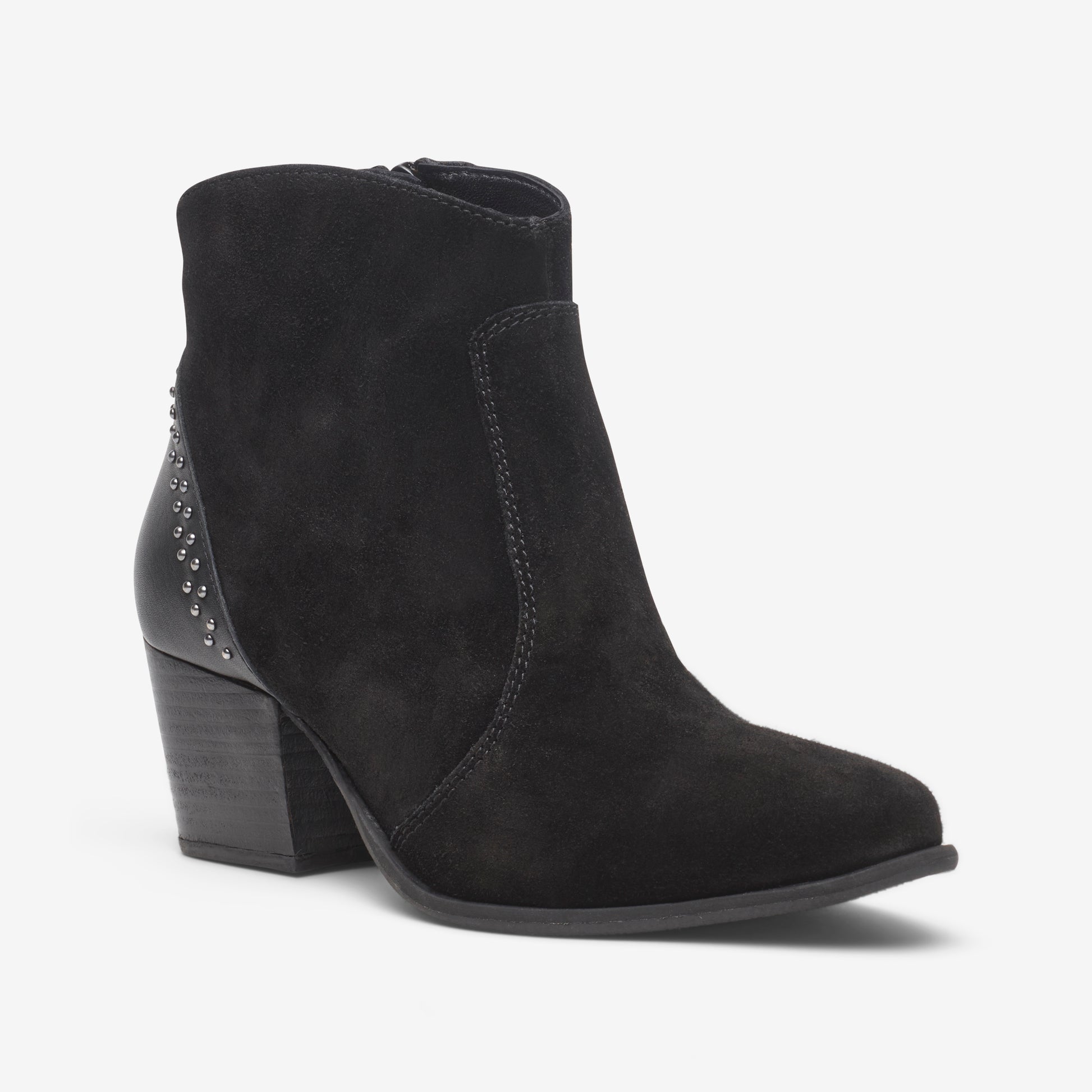 Stud back suede wide fit ankle boot