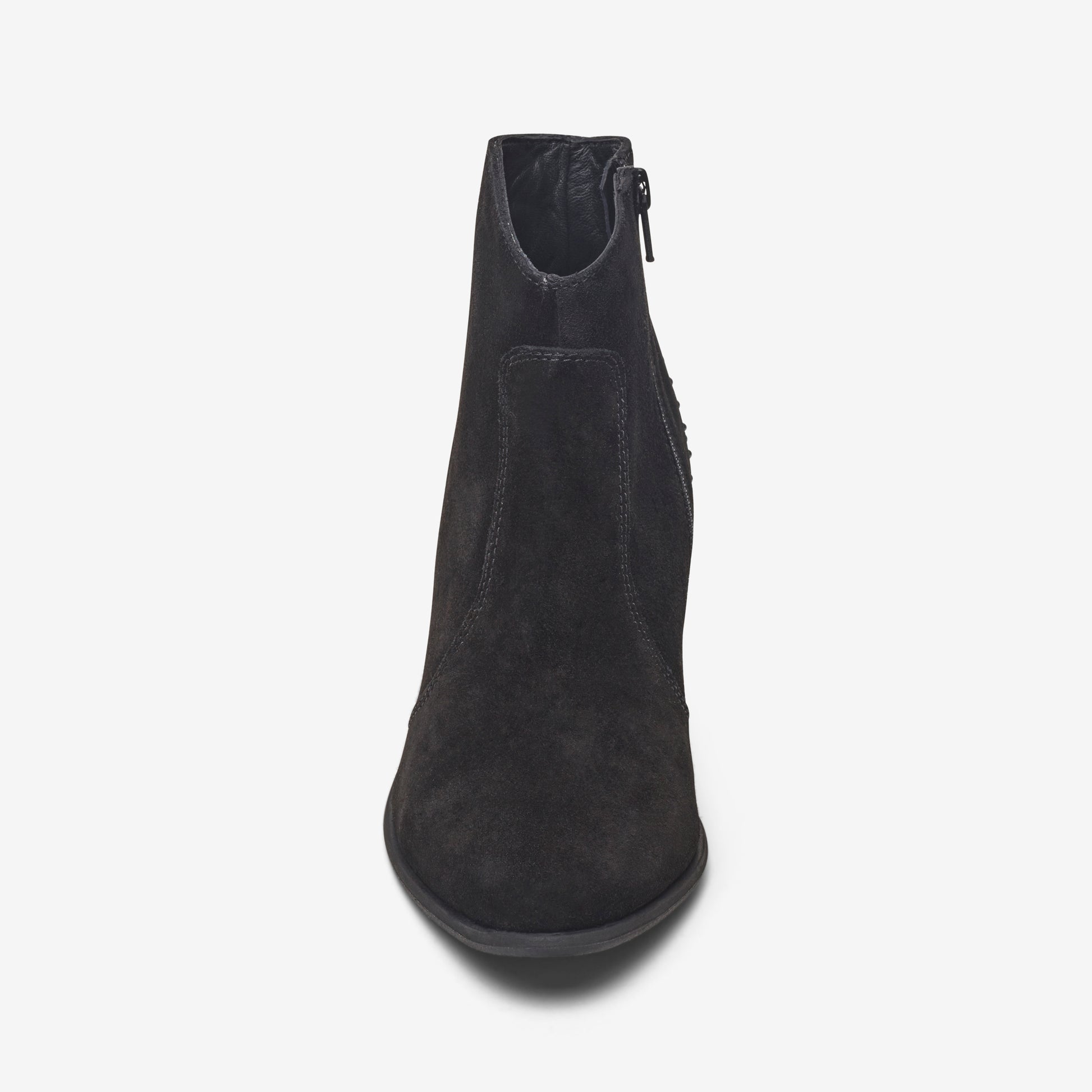 Front view of stud back suede wide fit ankle boot