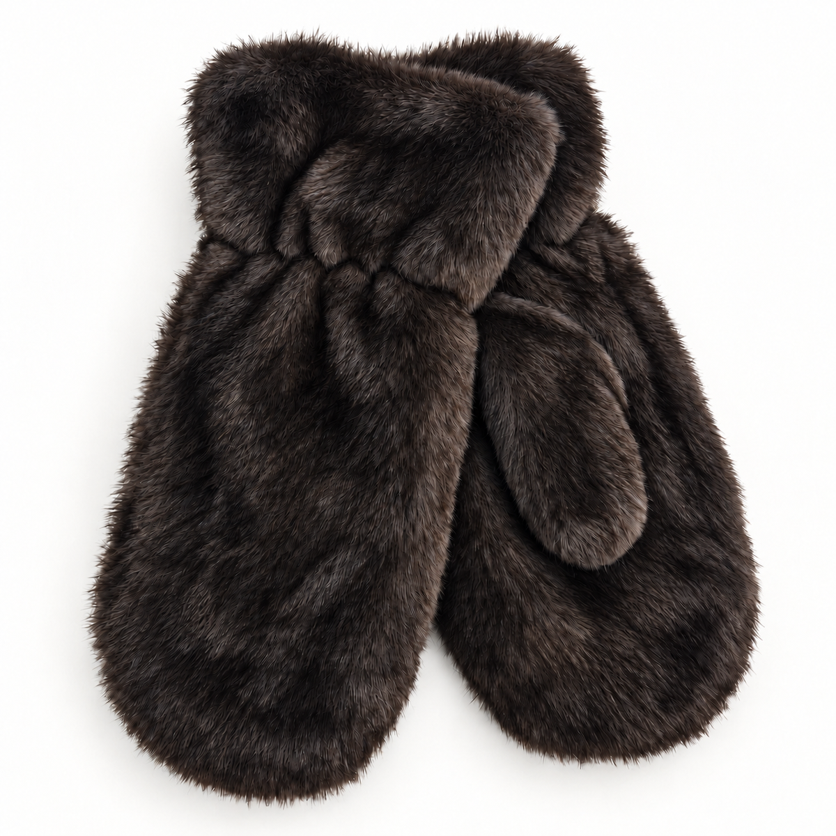 Brown Faux Fur Mittens