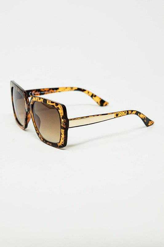 Animal print square frame sunglasses