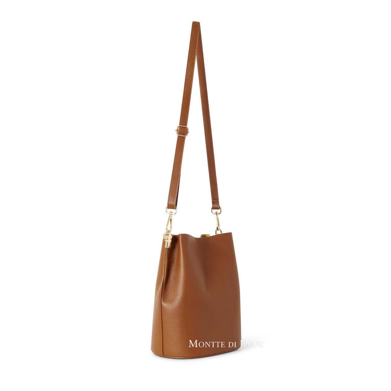 Tan Leather Bucket Bag with Removeable Straps