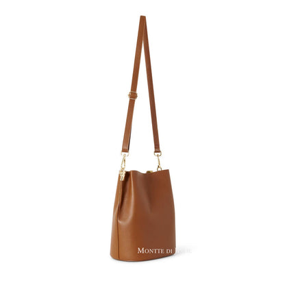 Tan Leather Bucket Bag with Removeable Straps