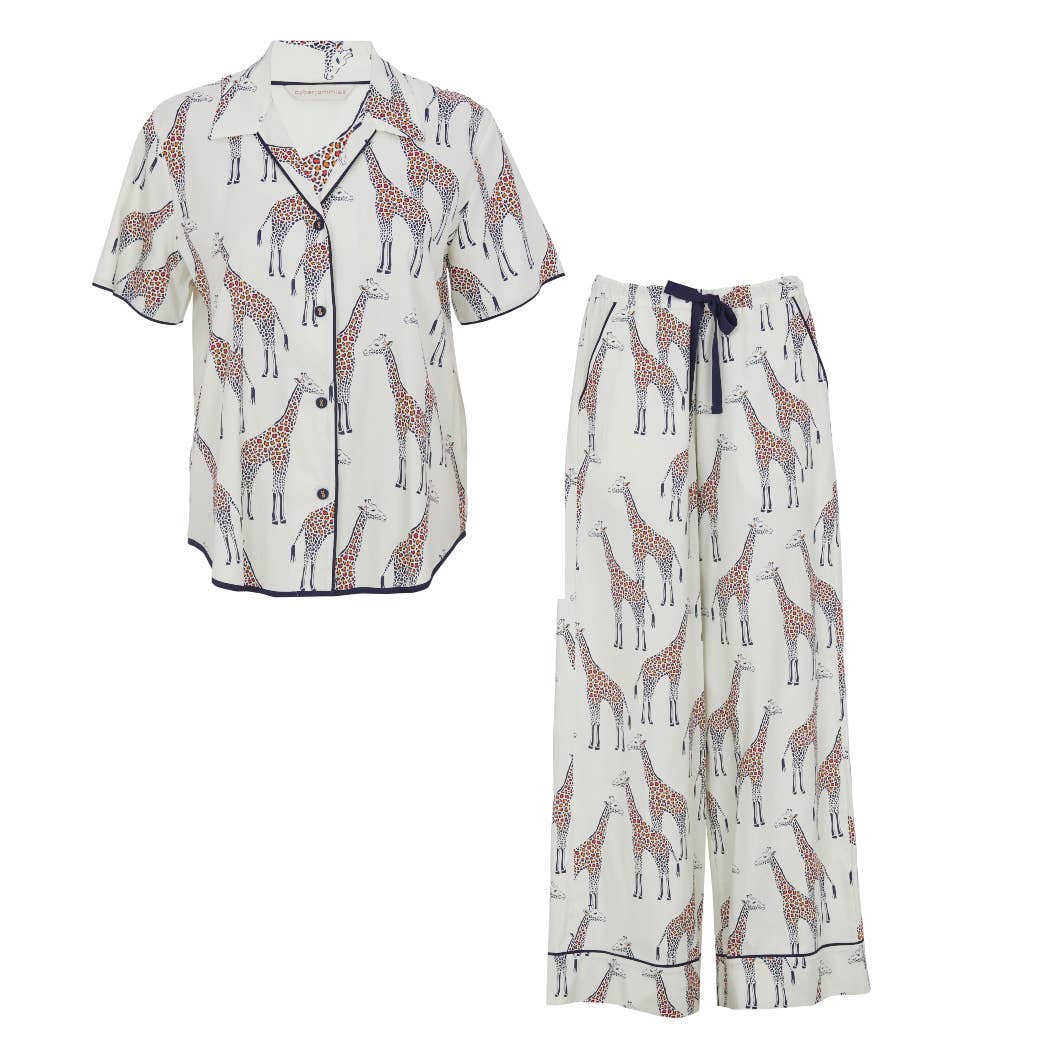 Georgina Cream Giraffe Print Pyjama Set