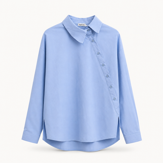 Asymmetric Collar Cotton Shirt