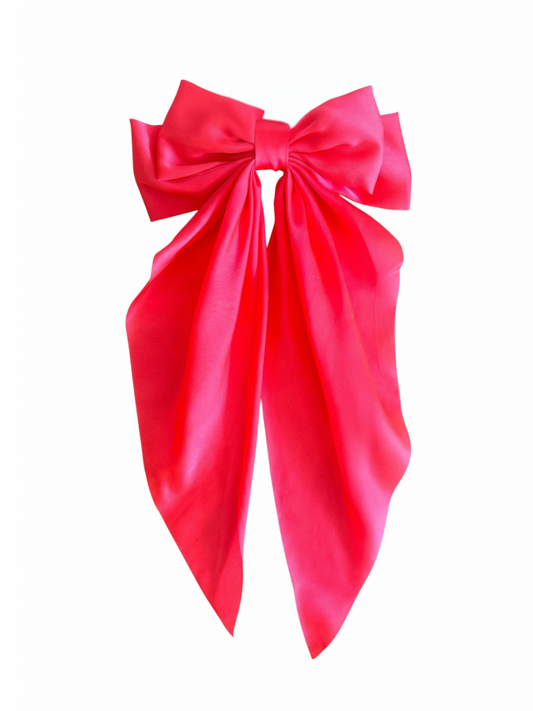 Large Pink Satin Hair Bow