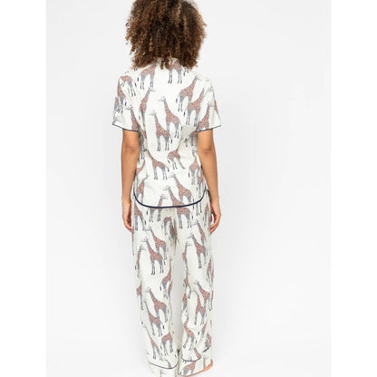 Georgina Cream Giraffe Print Pyjama Set