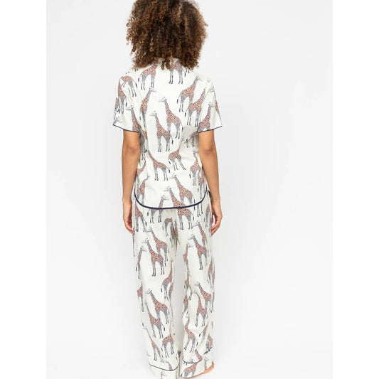 Georgina Cream Giraffe Print Pyjama Set