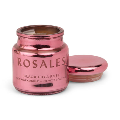 Rosales Hot Pink Metallic Glass Candle - Saffron Rose