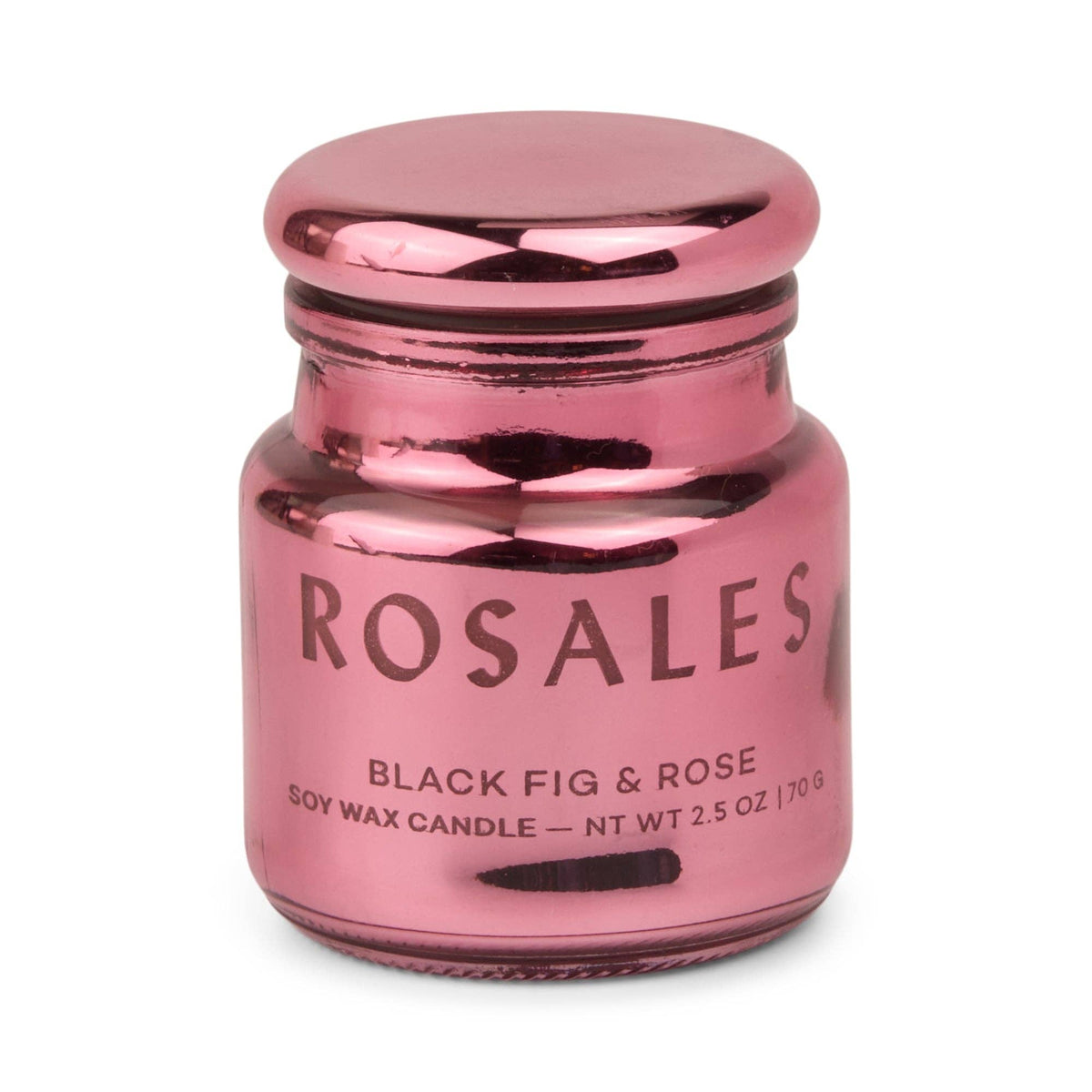 Rosales Hot Pink Metallic Glass Candle - Saffron Rose