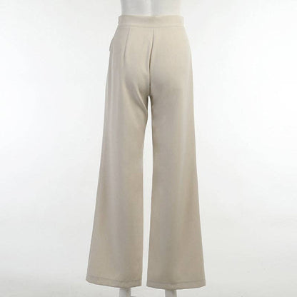 High Waist Tie Top Wide Leg Trousers