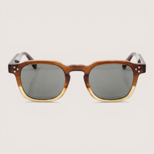 Brown Faded Frame Rectangular Sunglasses
