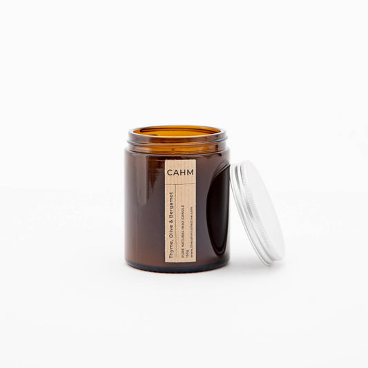Thyme Olive Bergamot Amber Jar Candle | Luxury Candle Gifts