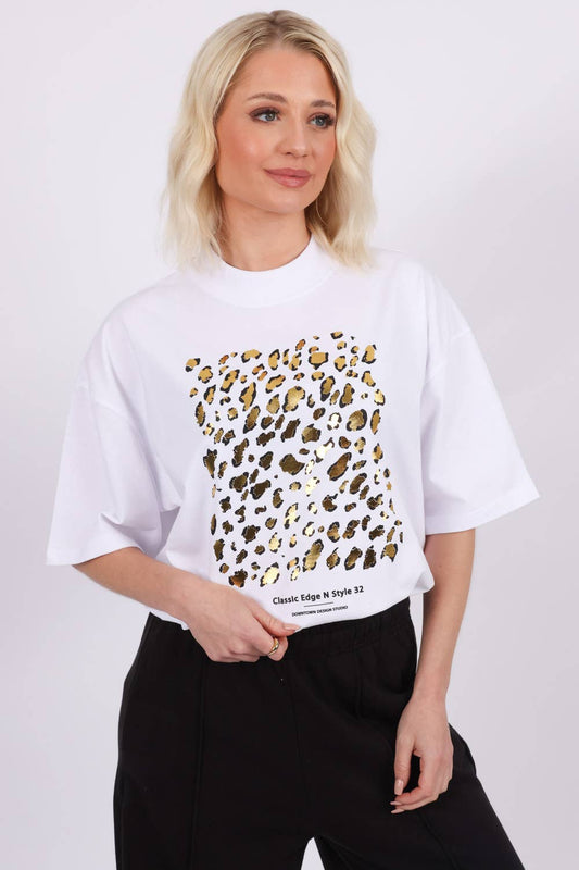 Gold Leopard Print T-Shirt