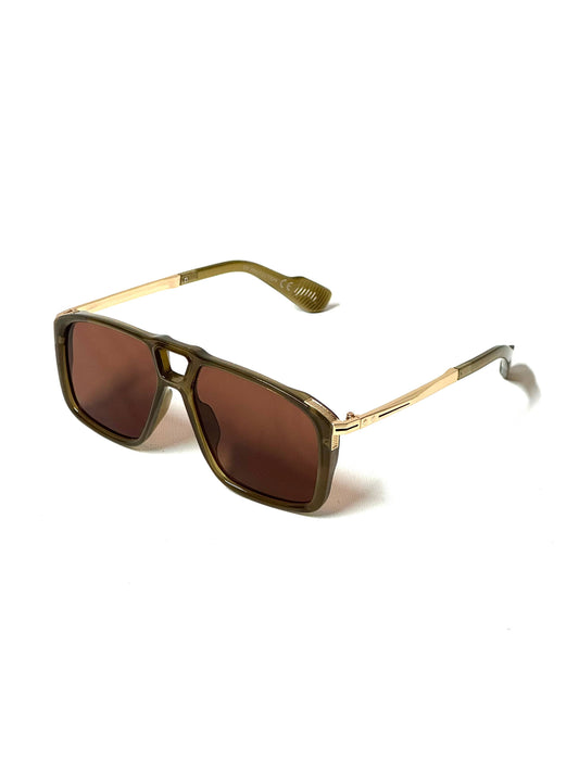 Green & Brown Aviator Sunglasses