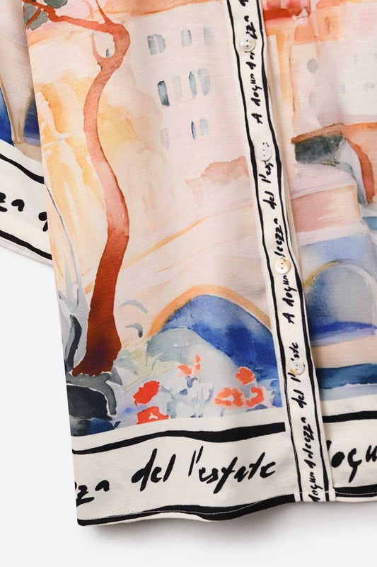 Pale Pink Printed Short Sleeve Shirt