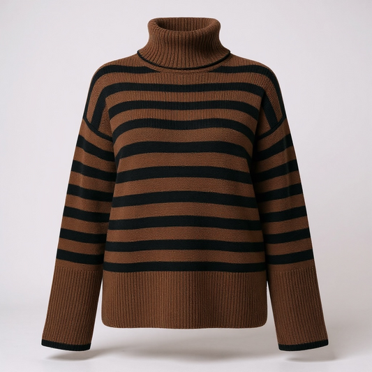 Tan/Black Stripe Longline Jumper