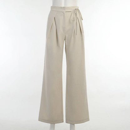 High Waist Tie Top Wide Leg Trousers