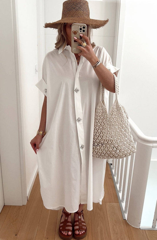 Diamante Oversized Midaxi Shirt Dress