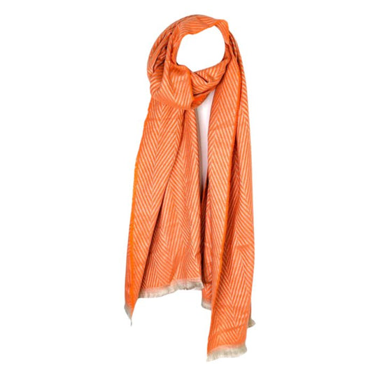 Super Soft Mid Weight Orange Herringbone Scarf