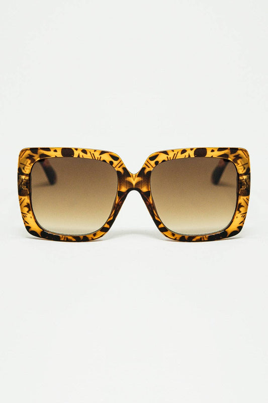 Animal print square frame sunglasses
