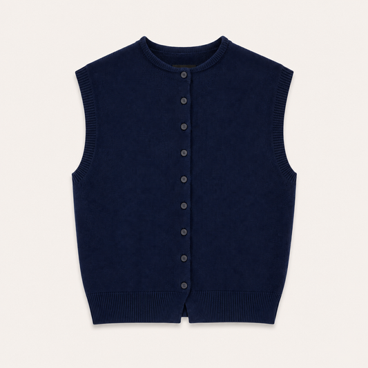 Navy Button Knit Tank Top