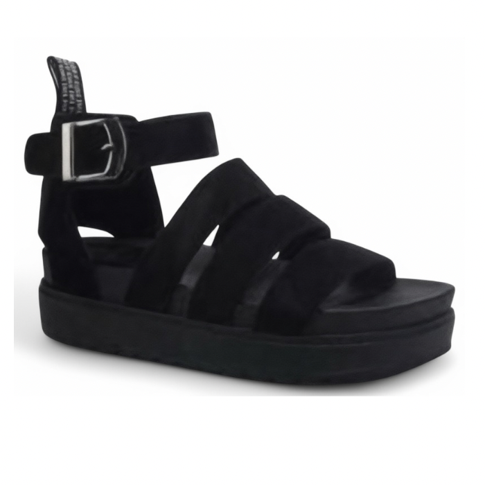 Black Chunky Sole Flatform Sandal