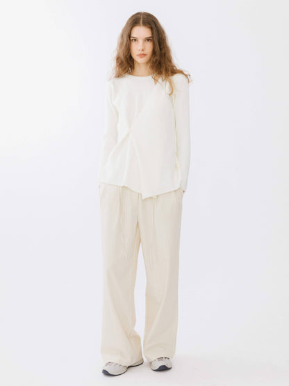 Cream Crossover Ribbed Knit Jumper