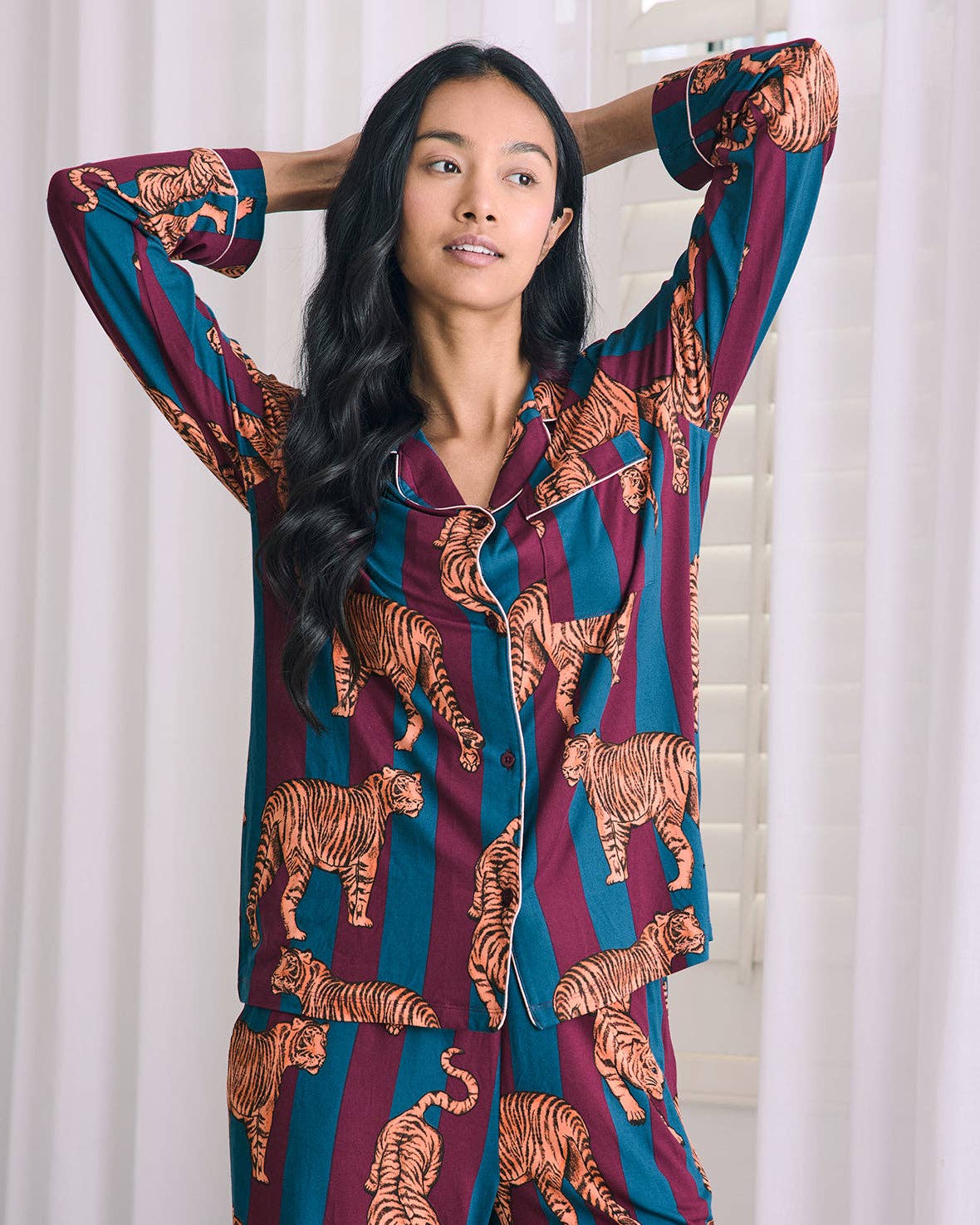 Tiger Stripe Print Long Pyjama Set
