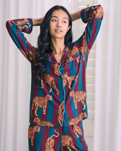 Tiger Stripe Print Long Pyjama Set