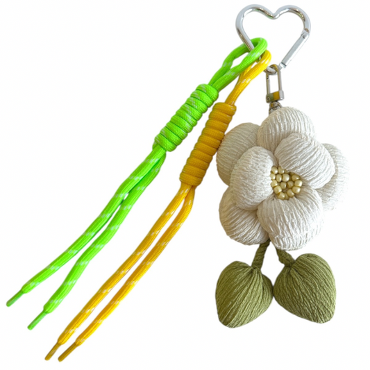 Large Cream Flower Bag Charm