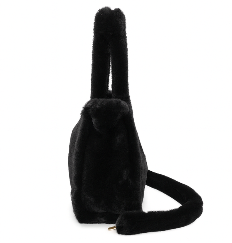 Black Faux Fur Large Slouchy Tote