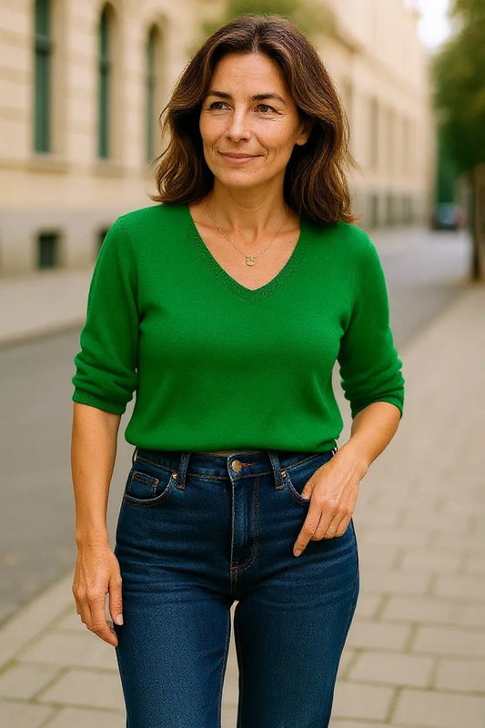 Green Alpaca Mix 3/4 Sleeve Knit Jumper