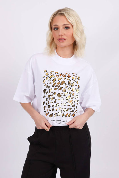 Gold Leopard Print T-Shirt