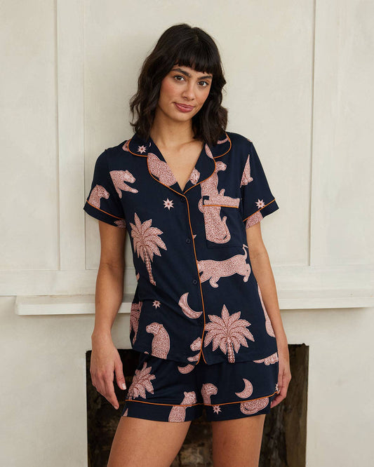 Midnight Leopard Short Pyjama Set