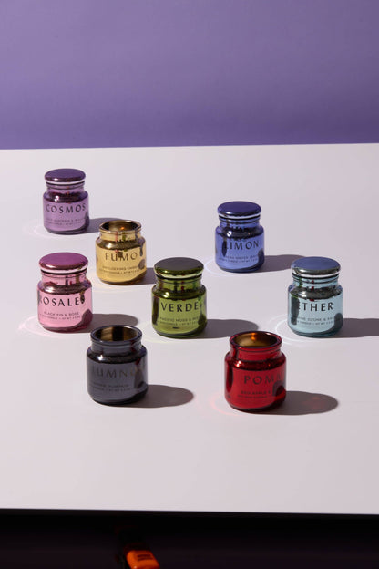 Rosales Hot Pink Metallic Glass Candle - Saffron Rose