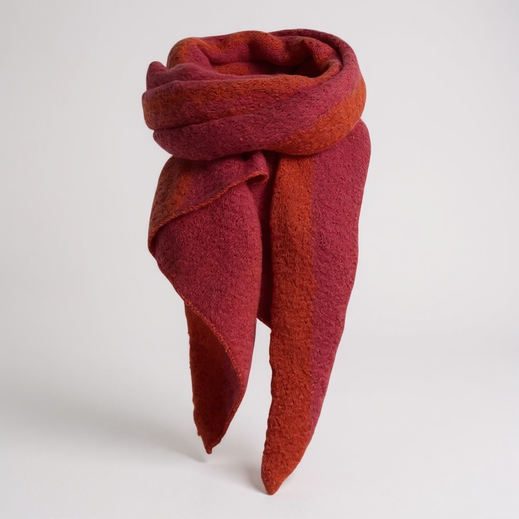 Pink/Orange Boucle Blanket Scarf