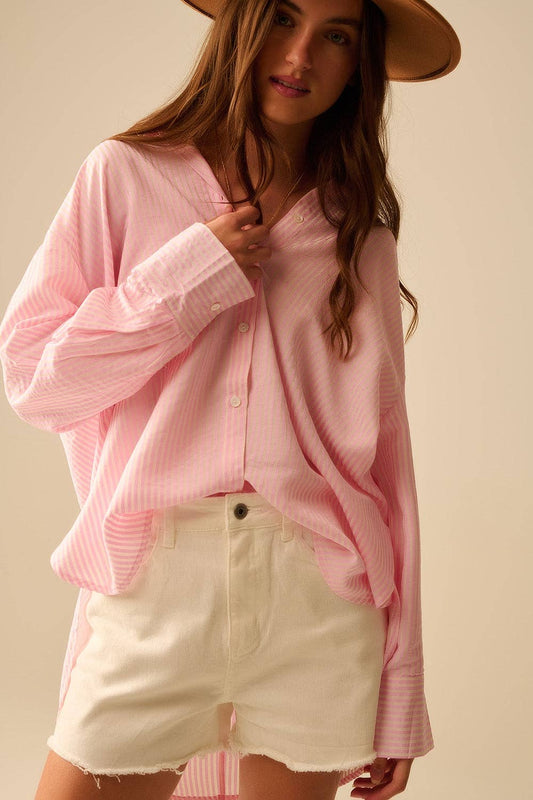 Oversized baby pink shirt with bow in the back: PINK / S