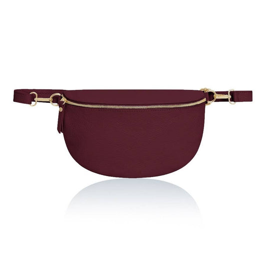 Burgundy Large Leather Cross Body Bag