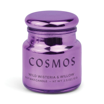 Cosmos Violet Metallic Glass Candle - Wisteria Willow