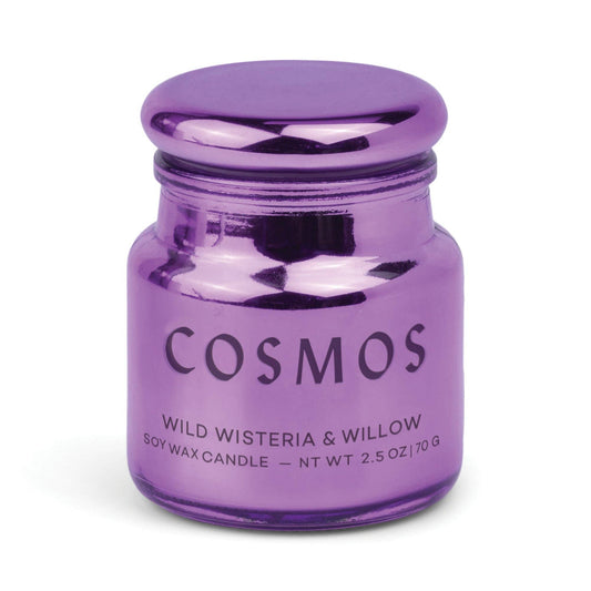 Cosmos Violet Metallic Glass Candle - Wisteria Willow