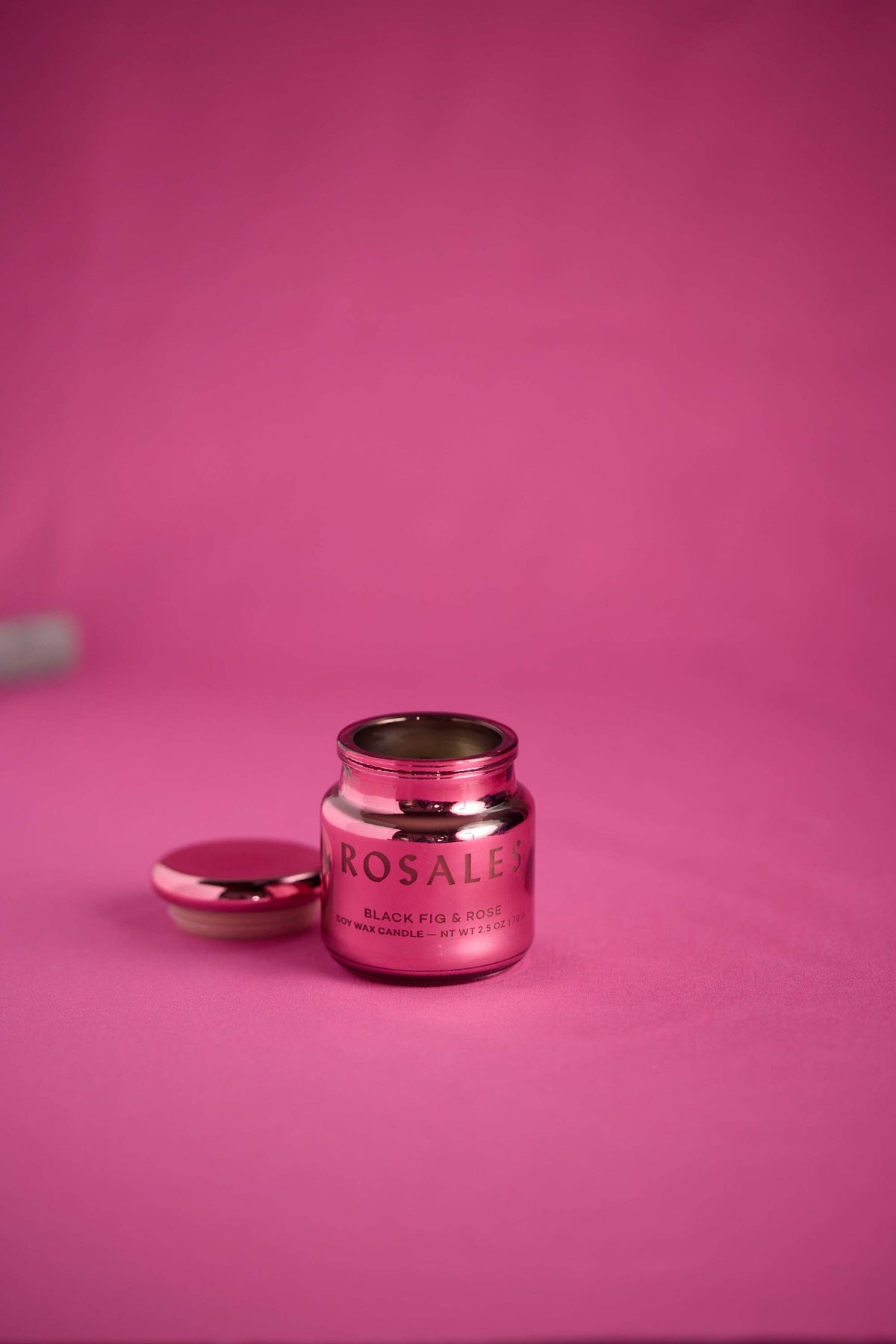 Rosales Hot Pink Metallic Glass Candle - Saffron Rose