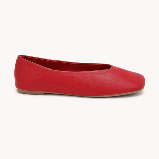Red Square Toe Ballerina