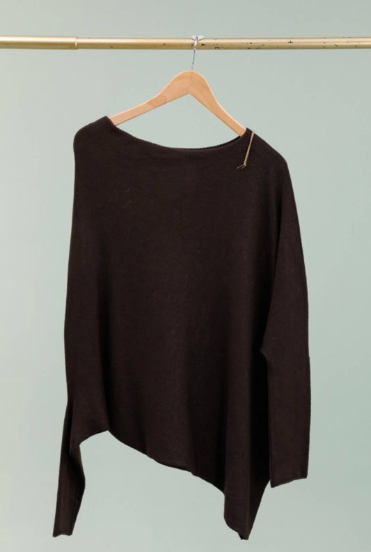 Brown Aysmetic Slouch Jumper