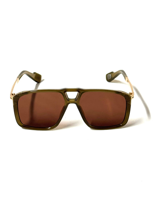 Green & Brown Aviator Sunglasses