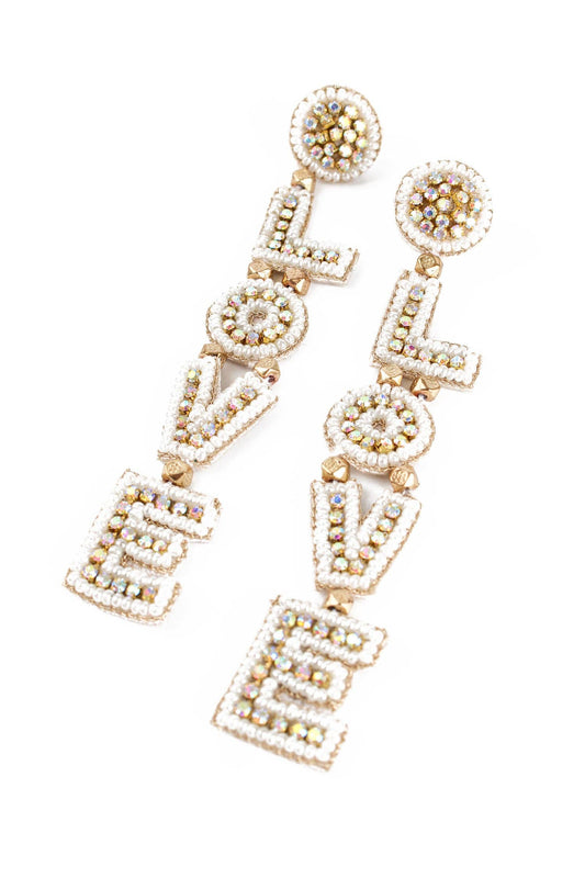 Pearl Glitzy 'LOVE' Earrings