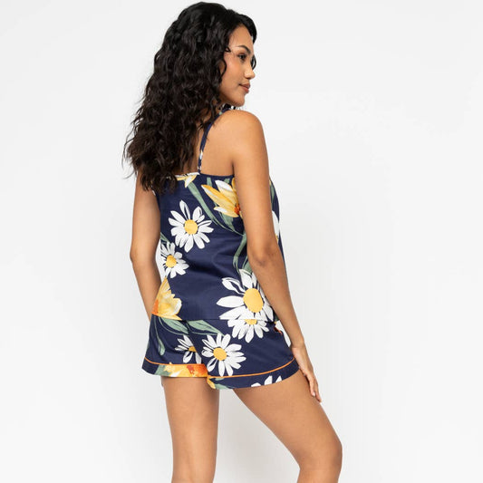 Georgina Navy Floral Cami and Pyjama Short Set